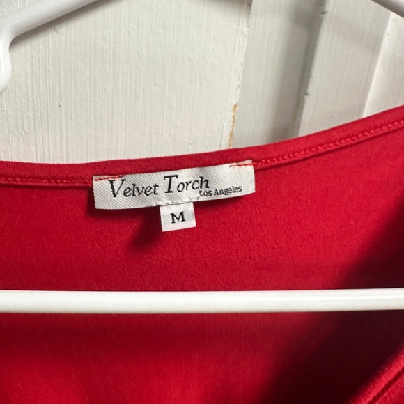 NWT velvet torch red surplice dress Sz M - Picture 2 of 4